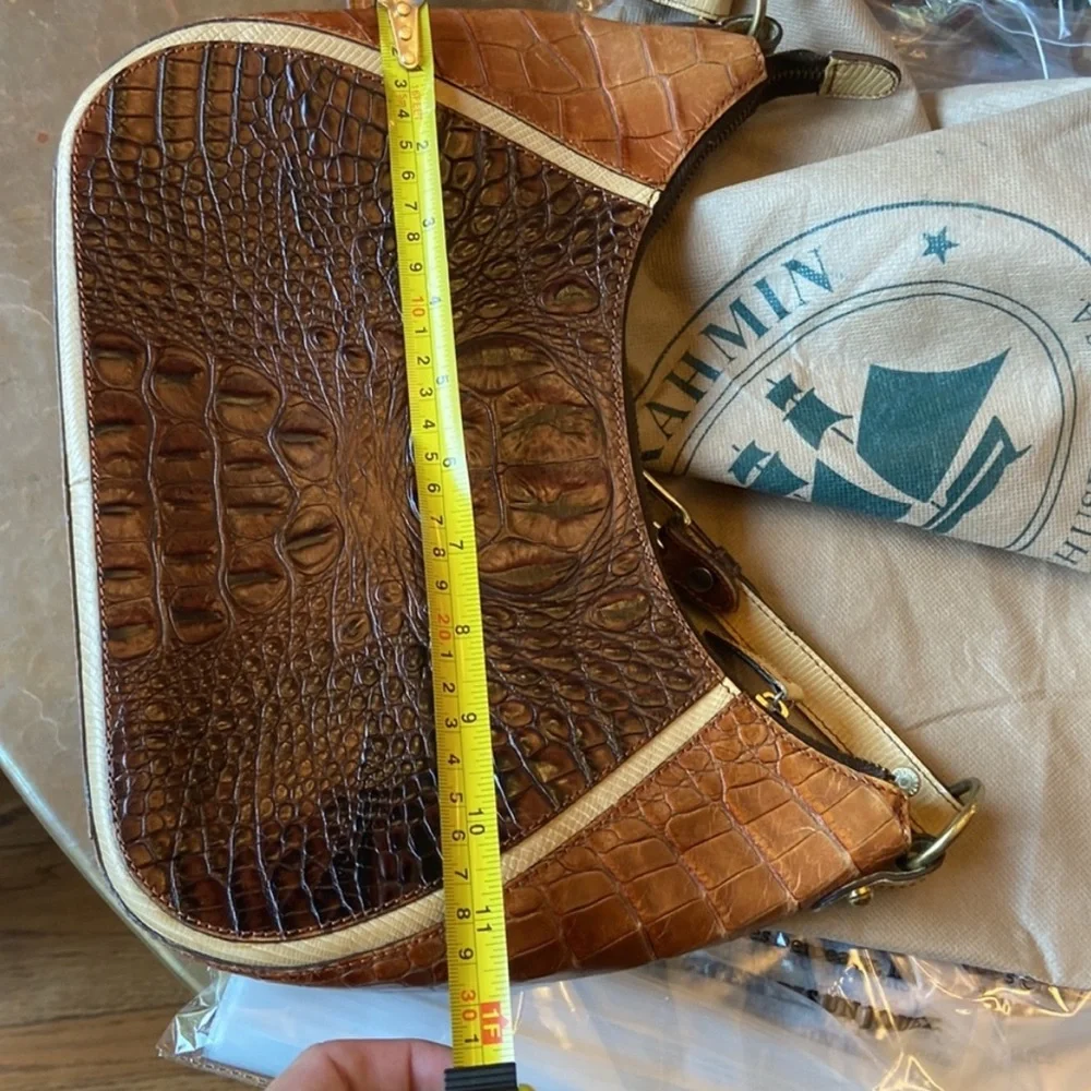 Brahmin Tan and Brown Embossed Bag EUC - Picture 10 of 11